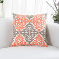 HWY 50 Coral Pink Decorative Throw Pillow Covers 18x18 Inch (1 Piece), Embroidered Cotton Farmhouse Cushion Cover Pillow Case for Sofa Couch Living Room Bed Bedroon, Floral Geometric-Ruum Studio Home