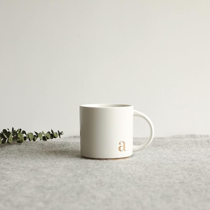 COLLECTIVE HOME - Monogram Ceramic Mugs, 15 oz Golden Initial Coffee Cups, Elegant Alphabet Tea Mugs, Elegant Personalized Mug with Gift Box, Luxurious Cups for Office and Home (a)-Ruum Studio Home