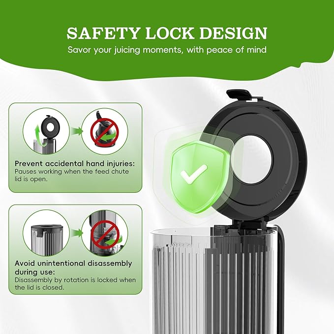 Cold Press Juicer, Juicer Machines with 4.35'' Wide Feed Chute, Stainless Steel Masticating Juicers Easy to Clean, Ergonomic Operational Panel Design, High Juice Yield, Gray Knob-Ruum Studio Home