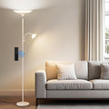 Upgraded 2-Light Torchiere Floor Lamp - 34W Color Changing Standing Lamp with Remote, Rotatable Floor Reading Light, Modern Standing Light with for Living Room Bedroom Office, White-Ruum Studio Home