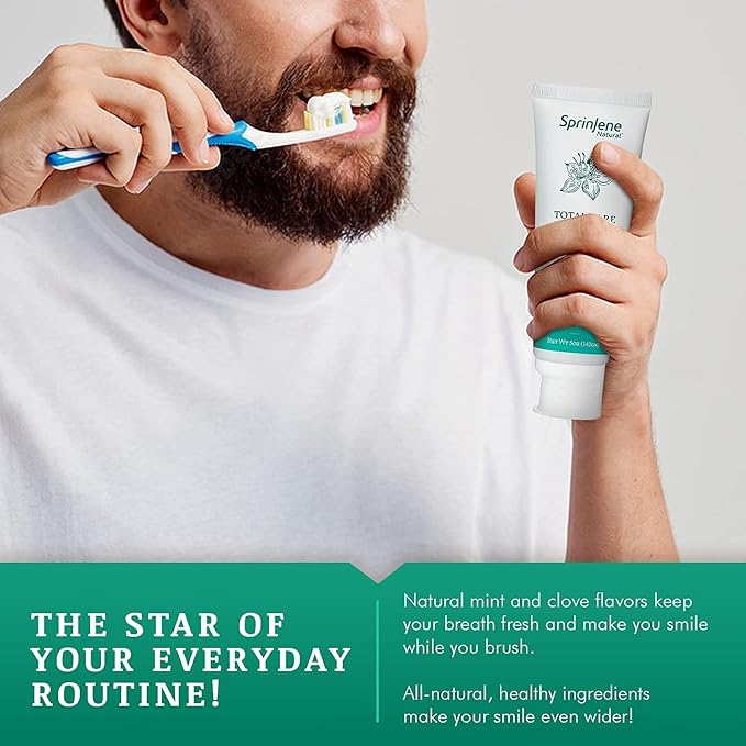SprinJene Natural Total Care Fluoride Free Toothpaste for Strong Teeth & Gums - Natural Toothpaste to Soothe Dry Mouth & Freshen Breath | 4 Pack-Ruum Studio Home