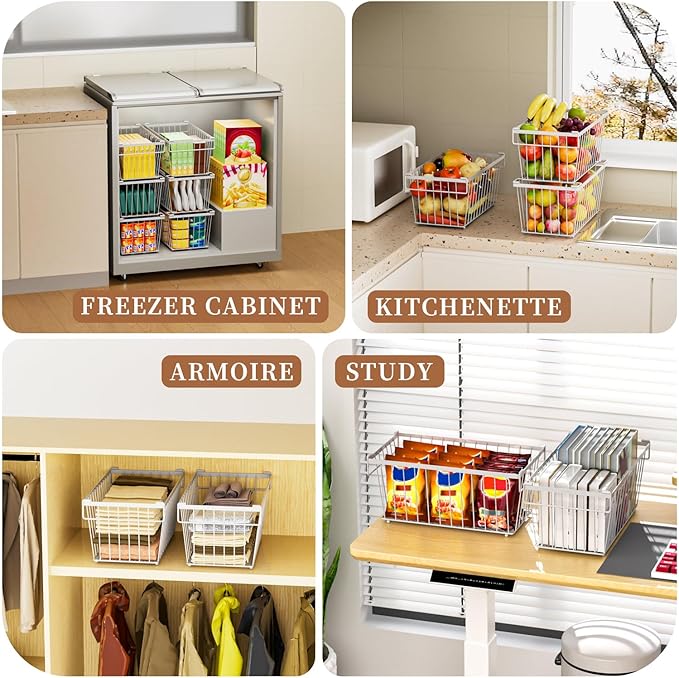 3 Pack Stackable Deep Freezer Organizer Bins ，Upgraded Bottom Leak-Proof net，Encryption and Hardening ， Freezer Organizer Bins for 5 to 9 Cu.FT Small Chest Freezer， Easy Get Bottom Foods-Ruum Studio Home