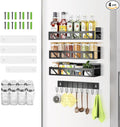 Magnetic Spice Rack Organizer for Fridge Seasoning Organizer for Kitchen storage with Screw or Adhesive Hanging,Magnetic Shelf with Hook for Refrigerator and Oven (3pack)-Ruum Studio Home