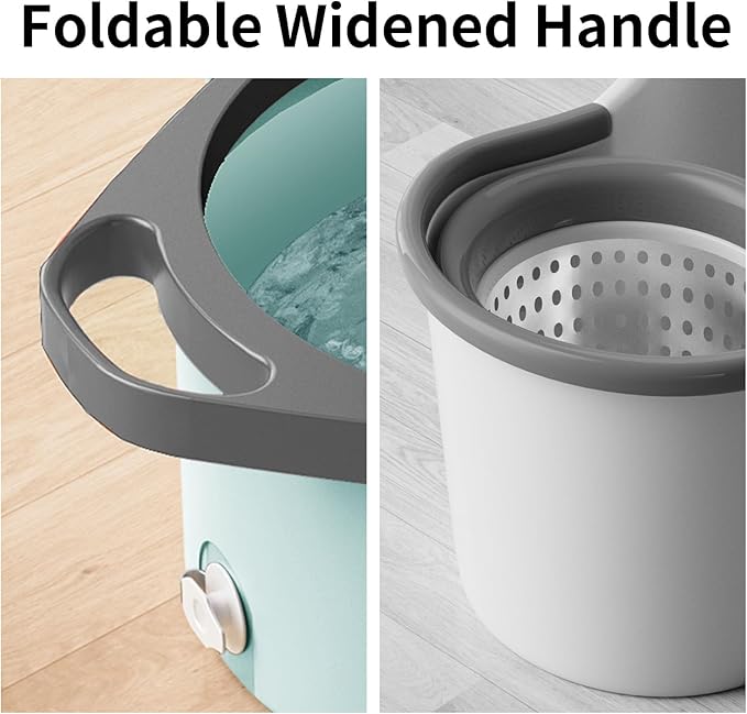 Spin Mop and Bucket with Separate Dirty and Clean Water,360° Spin Mop and Bucket System with Widening Foldable Handle,2 Replaceable Mop Pads,Square Mop for Floor Hardwood Tile Marble Wall Cleaning-Ruum Studio Home