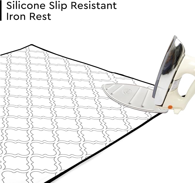 Encasa Homes Ironing Mat/Pad (Large 48"x28") with 3mm Padding & Silicone Iron Rest for Steam Pressing on Tabletop or Bed - Heat Resistant, Portable, Quilting & Travel Blanket - White Tiles-Ruum Studio Home