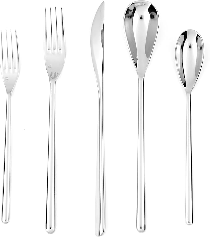 FORTESSA Dragonfly 18/10 Stainless Steel Flatware, 20 Piece Place Setting With Table Knives, Forks and Spoons (Service For 4), Dishwasher Safe, Polished-Ruum Studio Home