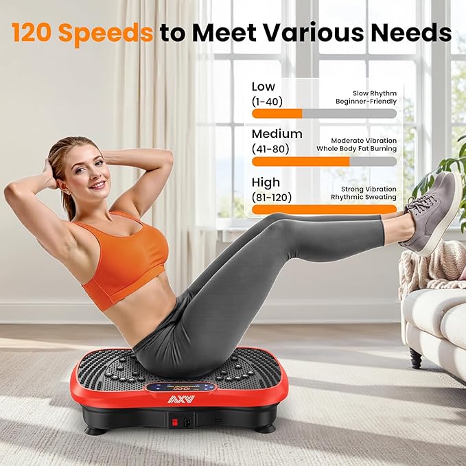 AXV Vibration Plate Fitness Platform Exercise Machine Vibrating Lymphatic Drainage Shaking Full Body Shaker Workout Vibrate Stand Shake Board Sport Gym for Weight Loss Fat Burner for Women Men-Ruum Studio Home