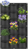 18 Pockets Hanging Planter Bags, Hanging Vertical Wall Mounted Plant Planting Grow Bags, Herb Garden Planter Outdoor Indoor Growing Bag, Gardening Vertical Greening Flower Container(1m×0.5m, Black)-Ruum Studio Home