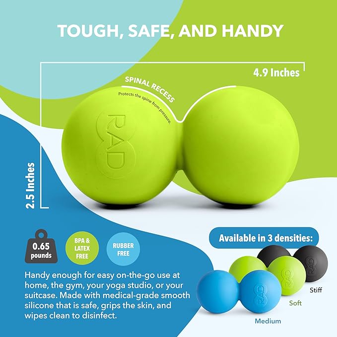 RAD Soft Peanut Massage Ball – Low Density Yoga Deep Tissue Roller Ball – Myofascial Release for Back, Neck, Feet, Psoas & Spine – Suboccipital & Thoracic Trigger Point Therapy-Ruum Studio Home
