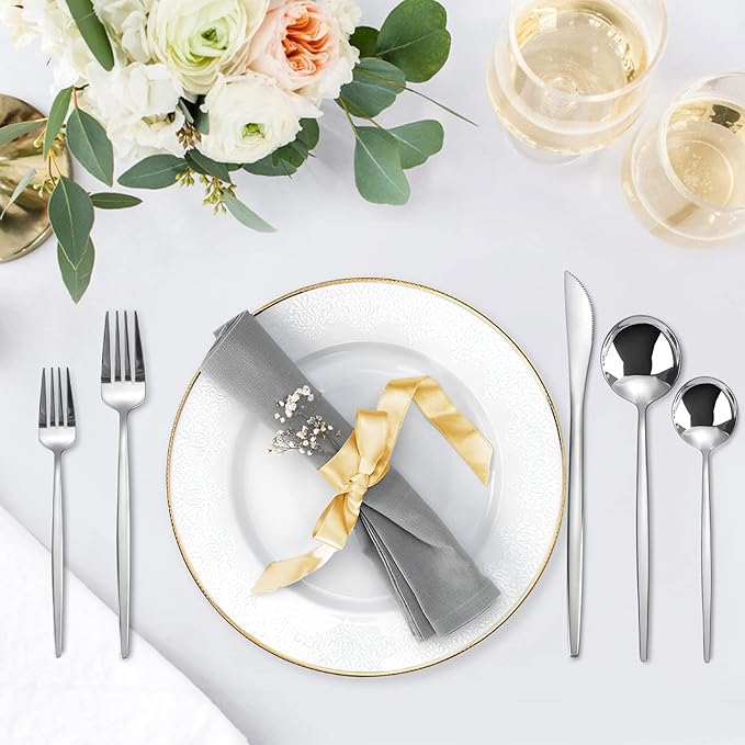 Silverware Set, KassKa 20 Pieces Flatware Cutlery Set, Stainless Steel Utensils Set Spoon Fork Knives Set for Home Restaurant and Kitchen, Mirror Polished Finished, Service for 4-Ruum Studio Home