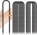 Ground-Stakes-Heavy-Duty-12 inch, U-Hook Rebar Stakes Black Coated Anti-Rust 10pcs Garden Stakes Metal Ground Anchors for Garden Dog Fence Chicken Coop Christmas Decorations Deer Fence-Ruum Studio Home