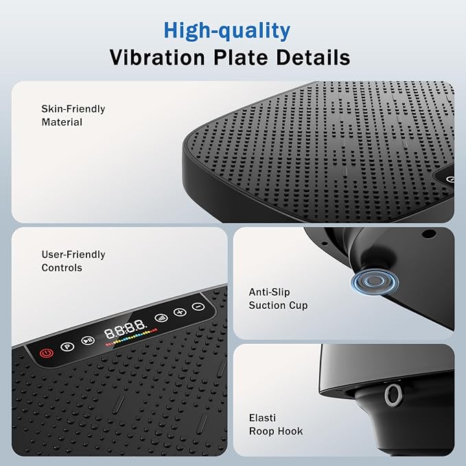 Vibration Plate Exercise Machine, Ultra-Quiet Vibration Plate for Lymphatic Drainage & Body Toning, Whole Body Vibration Platform with Bluetooth, Resistance Bands, Home Gyms Equipment-Ruum Studio Home