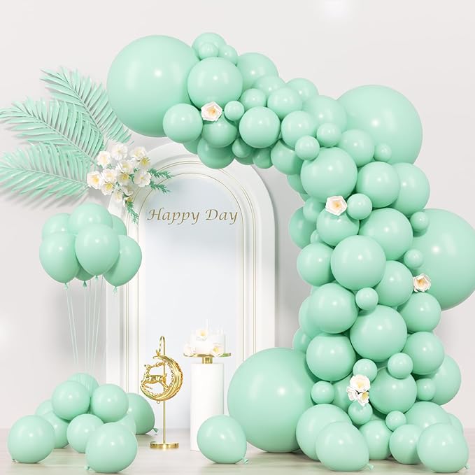 130pcs Mint Green Balloons Different Sizes 18" 12" 10" 5" Pastel Light Green Balloons for Boys Girls Birthday Baby Shower Gender Reveal Wedding Decorations-Ruum Studio Home