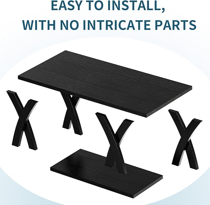 47” Wood Coffee Tables for Living Room Rustic Stands with Storage Shelf Black Coffee Tables for Living Room Farmhouse Center Stands with Shelf Farmhouse Rectangle Center Table-Ruum Studio Home