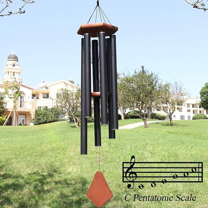 Wind Chimes for Outside Large Deep Tone, 44 Inch Black Memorial Windchimes, Outdoor Wind Chimes Gifts for Housewarming, Mother's Day, Christmas, Patio Garden Yard Decoration-Ruum Studio Home