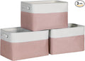Kntiwiwo Foldable Storage Bins 15" x 10" x 9.5" Fabric Storage Basket Cube with Handles Large Linen Closet Organizer Bins for Organizing Shelf Home, Set of 3, Pink-Ruum Studio Home