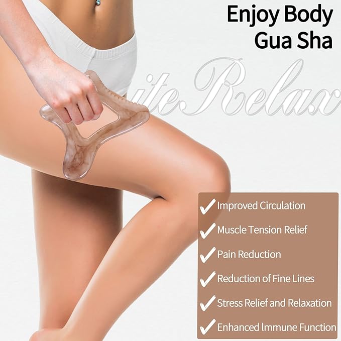 Body Gua Sha Tool Large Gua Sha Body Tool Cellulite Massage Tool (Resin) Lymphatic Drainage Tool Guasha Tool for Face, Back, Legs, Women's Body Shaping Tools-Ruum Studio Home