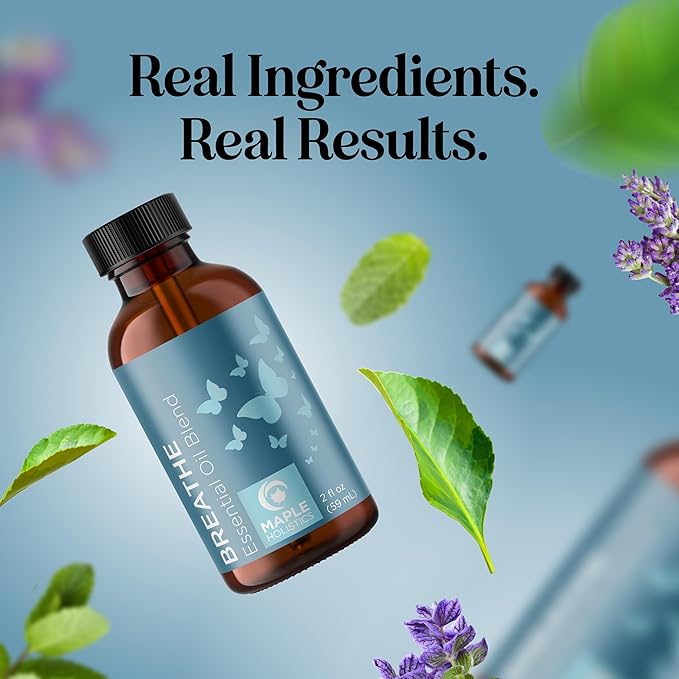 Breathe Essential Oil for Diffuser - Invigorating and Refreshing Breathe Essential Oil Blend with Eucalyptus Peppermint Tea Tree and Mint for Diffusers for Home and Shower Aromatherapy (2 Fl Oz)-Ruum Studio Home