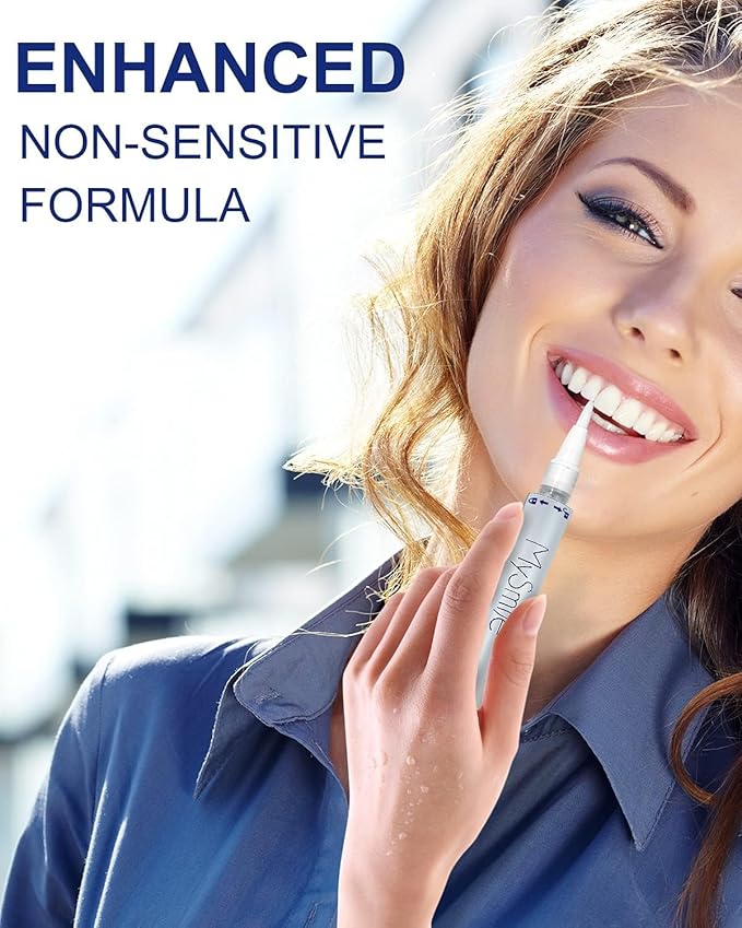 MySmile Teeth Whitening Pen 30+ Treatment Enamel Safe Tooth Whitening Gel for Teeth Sensitive-10 Min Fast Whitening Teeth-Helps to Remove Stains from Coffee, Smoking, Wines-Mint Flavor-Ruum Studio Home