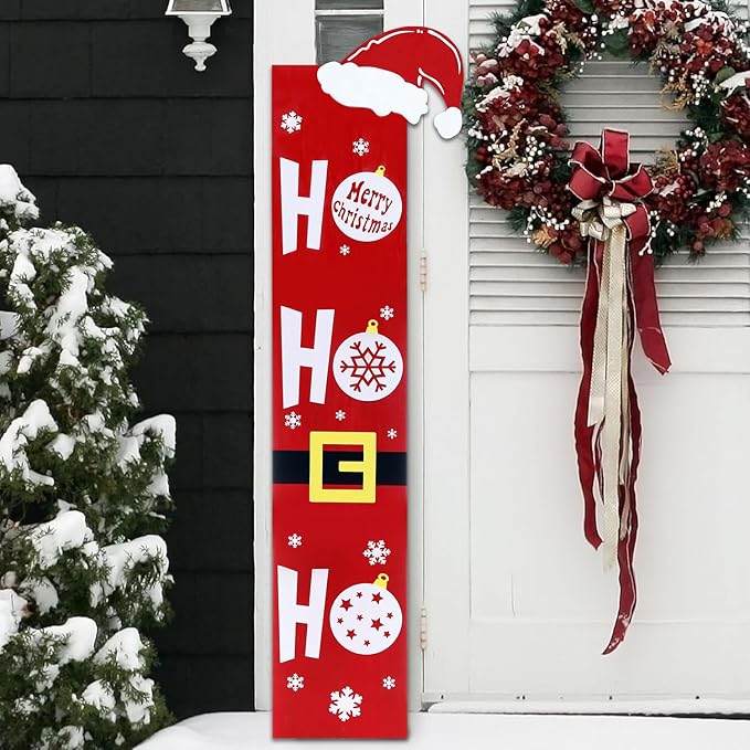 HOMCDALY Wooden Santa Welcome Sign for Front Porch and Door, Outdoor Christmas Porch Decor and Farmhouse Decorations (47in)-Ruum Studio Home