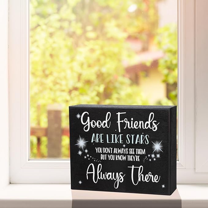 Good Friends Are Like Stars Wooden Sign – Sentimental Gift for Best Friend, Rustic Wall Hanging Decor, Friendship Keepsake, American Made, Thoughtful Birthday-Ruum Studio Home