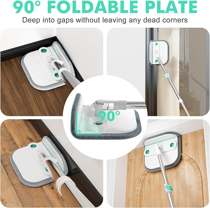 Upgraded Spin Mop and Bucket Set Self-Standing Mop Bucket Separate Dirty and Clean Water System Self Wringing 360° Rotating 90° Foldabl Mops and Buckets for Floor Cleaning (Blue, 6Pads)-Ruum Studio Home