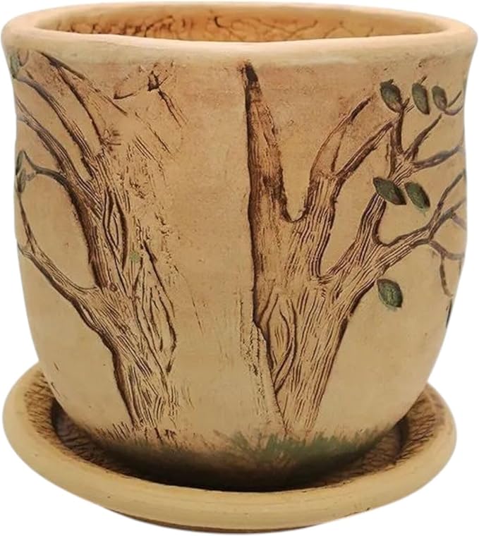 Ceramic Pot with Drainage Hole and Saucer, Plant Pots, Modern Decorative Planters for House Plants Indoor Flowers Plants, Cute Flower Pot - Gifts (Hedgehog (0.7 L))-Ruum Studio Home