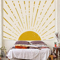 Kanuyee Gold Boho Burning Sun Tapestry Wall Hanging, Retro 70s Abstract Vintage Geometric Line Sunrise Tapestries for Bedroom Living Room Backdrop 60×80 inch-Ruum Studio Home