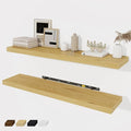 Floating Shelves Wall Shelf 40 Inch, 8 Inch Deep Floating Shelf for Wall, Farmhouse Black Wood Shelves Invisible Bracket for Living Room, Bedroom, Kitchen, 40 x 8 x 1.4 Inch, Set of 2, Oak Color-Ruum Studio Home