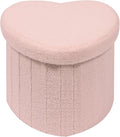 B FSOBEIIALEO Storage Ottoman Cube, Heart Shaped Ottomans with Storage Foot Stool Footrest for Lving Room, Boucle Ottoman Seat for Dorm Room,Faux Teddy Fur, Pink 15"x15"x15"-Ruum Studio Home