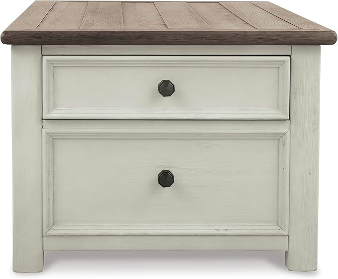 Signature Design by Ashley Bolanburg Farmhouse Lift Top Coffee Table with Drawers, Antique Cream & Brown-Ruum Studio Home