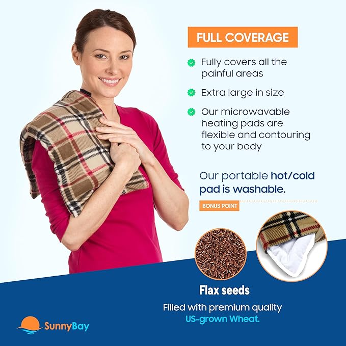 SunnyBay Extra Large Microwave Heating Pad, Microwavable Heavy Weighted Full Body Moist Hot Pack and Washable Fleece Cover, 10x24 Inches, 2.8 lbs (London)-Ruum Studio Home
