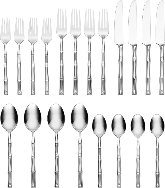 Hampton Forge Hampton Signature – Bamboo – 20 Piece Flatware Set, Service for 4-Ruum Studio Home