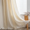Sutuo Home Boho Curtain Crochet Dots Patchwork Semi-Blackout Bohemian Handmade Tassels, Rod Pocket Window Treatment Vintage Rustic Farmhouse Drapes for Living Bedroom, 1 Panel 59" W x 84" L, Beige-Ruum Studio Home