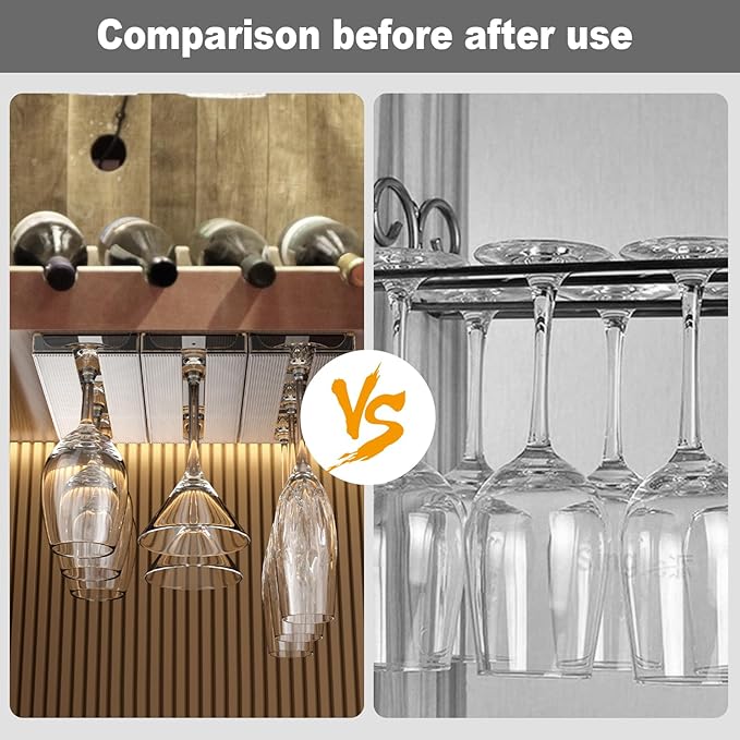 4 Pcs Wine Glass Holder Under Cabinet,Plastic Stemware Rack Punch-free Hanger Under Counter for Bar,Kitchen and Restaurant(Grey)-Ruum Studio Home