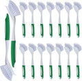 Hsei 20 Pcs Green Kitchen Scrub Dish Brush Bulk with 11 Inch Anti Slip Handle Cleaning Dish Scrubber with Stiff Bristles Washing Scrub Brushes for Housekeeping for Pots and Pans, Kitchen Sink-Ruum Studio Home