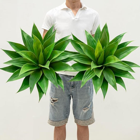Artificial Agave Plants,Large UV Resistant Fake Agave Planters for Indoor and Outdoor Decorating Artificial Plants for Outdoors Plants(2Pack, 22")-Ruum Studio Home