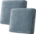 H.VERSAILTEX Velvet Stretch Couch Cushion Cover Plush Cushion Slipcover for Chair Loveseat Sofa Cushion Furniture Protector Seat Cushion Sofa Cover (2 Piece Large Sofa Cushion Covers, Stone Blue)-Ruum Studio Home