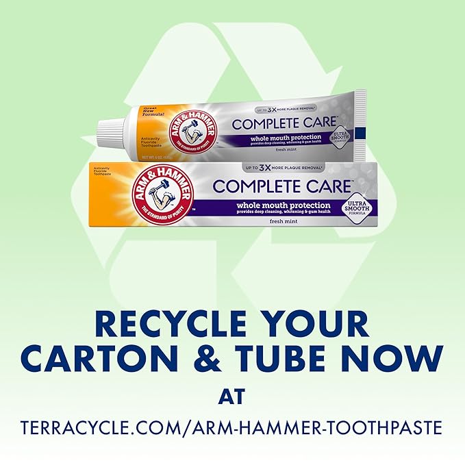 ARM & HAMMER Complete Care Toothpaste, Teeth Whitening Toothpaste with Baking Soda, Fluoride, Whole Mouth Protection, Fresh Mint Flavor, 6.0 oz (Pack of 4)-Ruum Studio Home