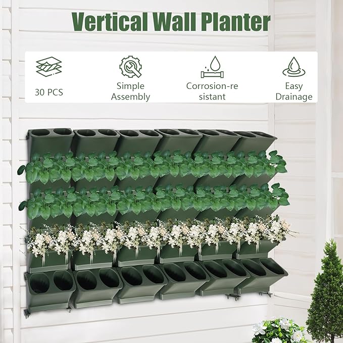 JOMCYDM Vertical Planter with 30 Pockets Wall Mounted Planter Living Wall Planter Indoor Outdoor Wall Plant Holder Microgreens Growing Kit Herb Pots-Ruum Studio Home