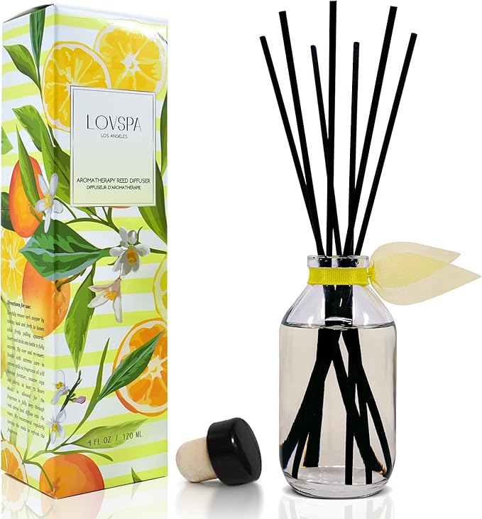 LOVSPA Reed Diffuser Set, Sage & Citrus Scented Oil Diffuser with Sticks, Home Fragrance Accessories for Bathroom Shelf Decor, Aroma Diffusers for Home or Office Desk, USA Made-Ruum Studio Home