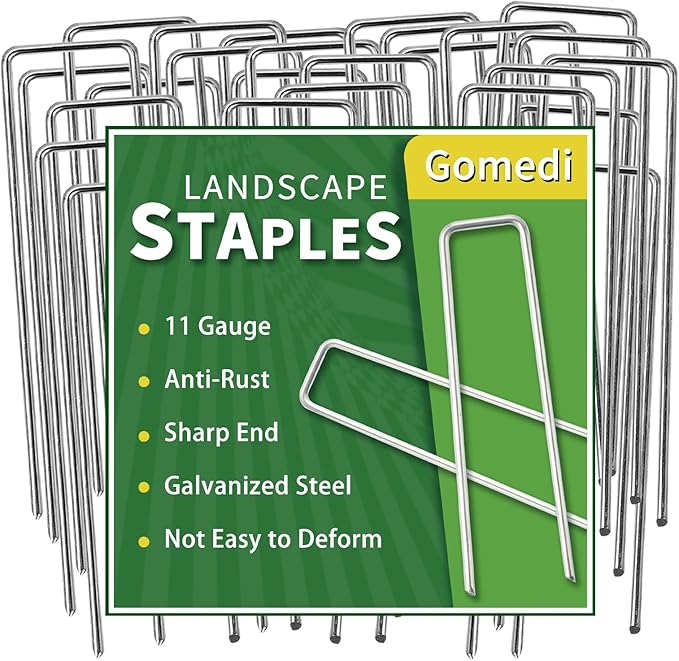 Landscape Staples Galvanized 8 Inch 60 Pcs, Metal Garden Stakes 1.6 Inch, Garden Staples for Lawn 11 Gauge-Ruum Studio Home