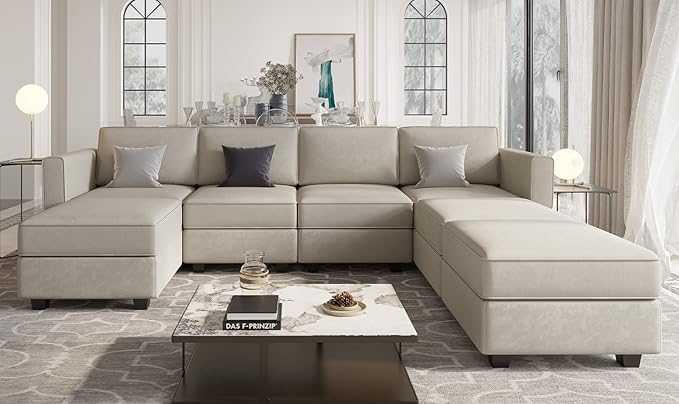 Belffin Modular Sofa Middle Module with Storage Accent Armless Chair for Modular Sectional Sofa Couch Velvet Grey-Ruum Studio Home