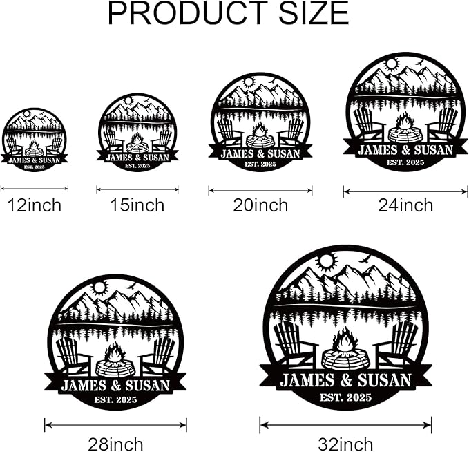 Personalized Camping Signs Custom Outdoor Campfire Metal Sign Custom Mountain Campfire Sign Family Name Sign Personalized Camping Gifts Fire Pit Cabin Campsite Sign(Campfire)-Ruum Studio Home