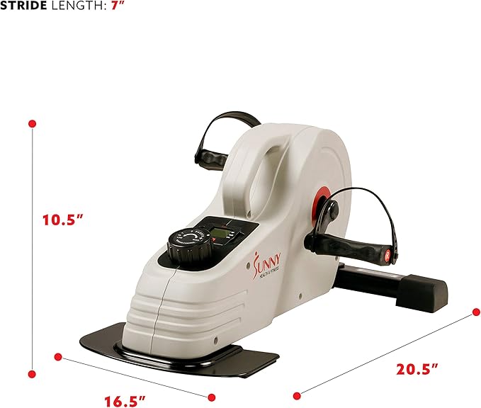 Sunny Health & Fitness Dual Function Under Desk Pedal Exerciser, Portable Indoor Cardio Mini Bike at Home, Arm/Leg Cycle for Seniors, Optional Magnetic, Motorized & Free SunnyFit App Bluetooth Connect-Ruum Studio Home