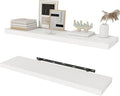 Fun Memories White Floating Shelves 36 Inch Long, Rustic Farmhouse Bathroom Shelves Over Toliet, 36 x 8 Inch Floating Shelves for Wall, Deep Wall Shelf for Living Room, Kitchen, Bedroom, Set of 2-Ruum Studio Home
