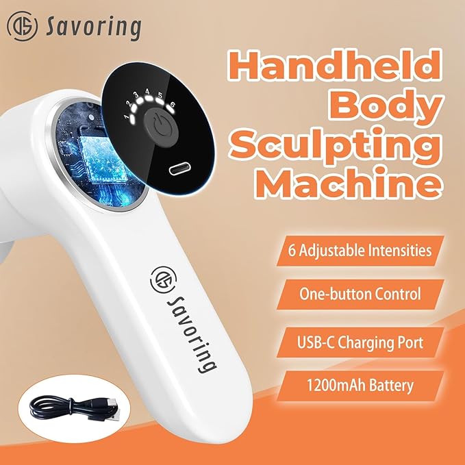 Cordless Body Massage Lymphatic Drainage Tool, 5-in-1 Handheld Body Sculpting Machine, Electric Cellulite Massager with 6 Speeds, Rechargeable & Portable Cellulite Roller for Thighs Butt Fat-Ruum Studio Home
