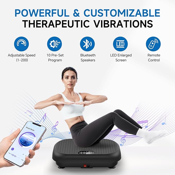 Vibration Plate Exercise Machine Weight Loss, Full Body Shaker Workout Vibration Plates Lymphatic Drainage, Stand Shake Vibrating Plate for Women Men 450 Lbs Capacity Fitness Platform-Ruum Studio Home