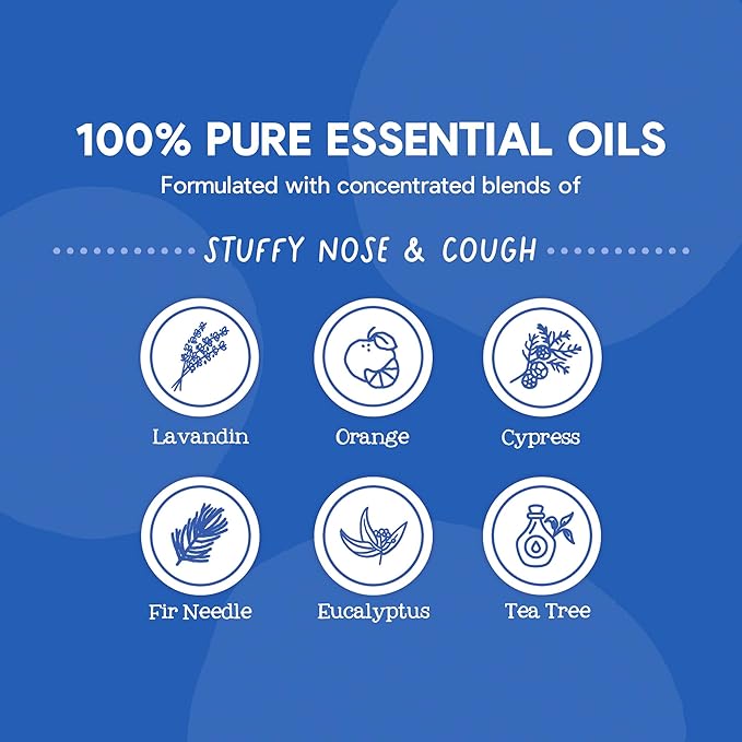 Oilogic Stuffy Nose & Cough Baby Essentials - Baby Humidifier Vapor Drops for Diffuser & Humidifier & Chest Vapor Rub - Gentle Essential Oil Blends Soothe Cough & Stuffy Noses & Support Restful Sleep-Ruum Studio Home
