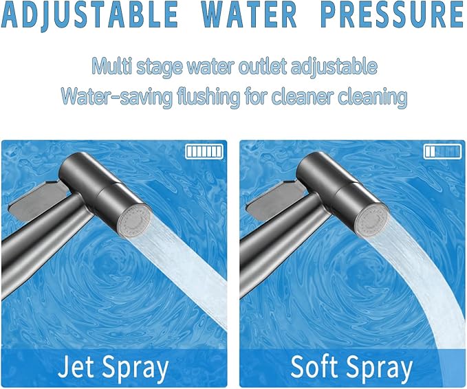MLD Handheld Toilet Bidet Sprayer, Toilet Faucet Handheld Bidet Sprayers, Hand Shower Toilet Hose Sprayer Attachment for Water Spray and Cloth Diaper Wash (Grey)-Ruum Studio Home